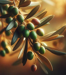 rama de olivo con olivas